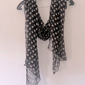 100 % silk crepe de chine black/beige polka dot long Summer Scarf